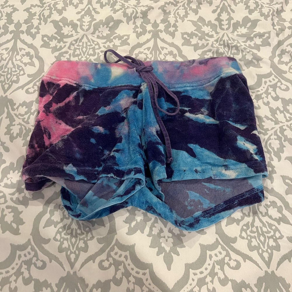 Hard Tail Womens Purple Tie Dye Drawstring Short Casual Shorts